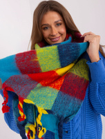 Hurtownia Granatowo-żółty szeroki szal damski