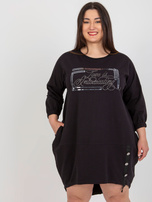 Hurt Czarna sukienka plus size z aplikacją z dżetów