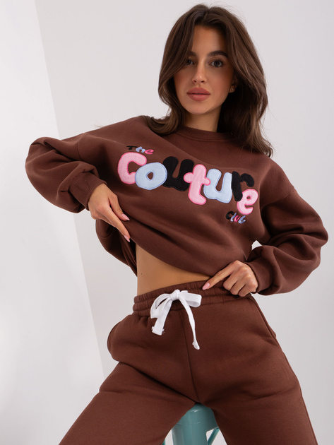 Hurt Ciemnobrązowy komplet dresowy o kroju oversize