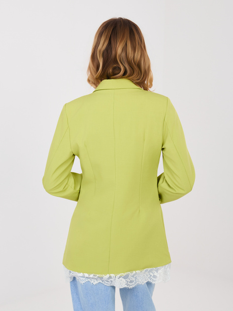 Limonkowa elegancka marynarka z koronką