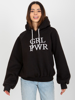 Hurt Czarna ocieplana bluza z kapturem i napisem Debby