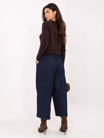 Granatowe szerokie jeansy 7/8