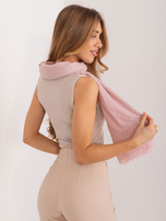 Hurt Jasnoróżowa długa chusta z aplikacjami