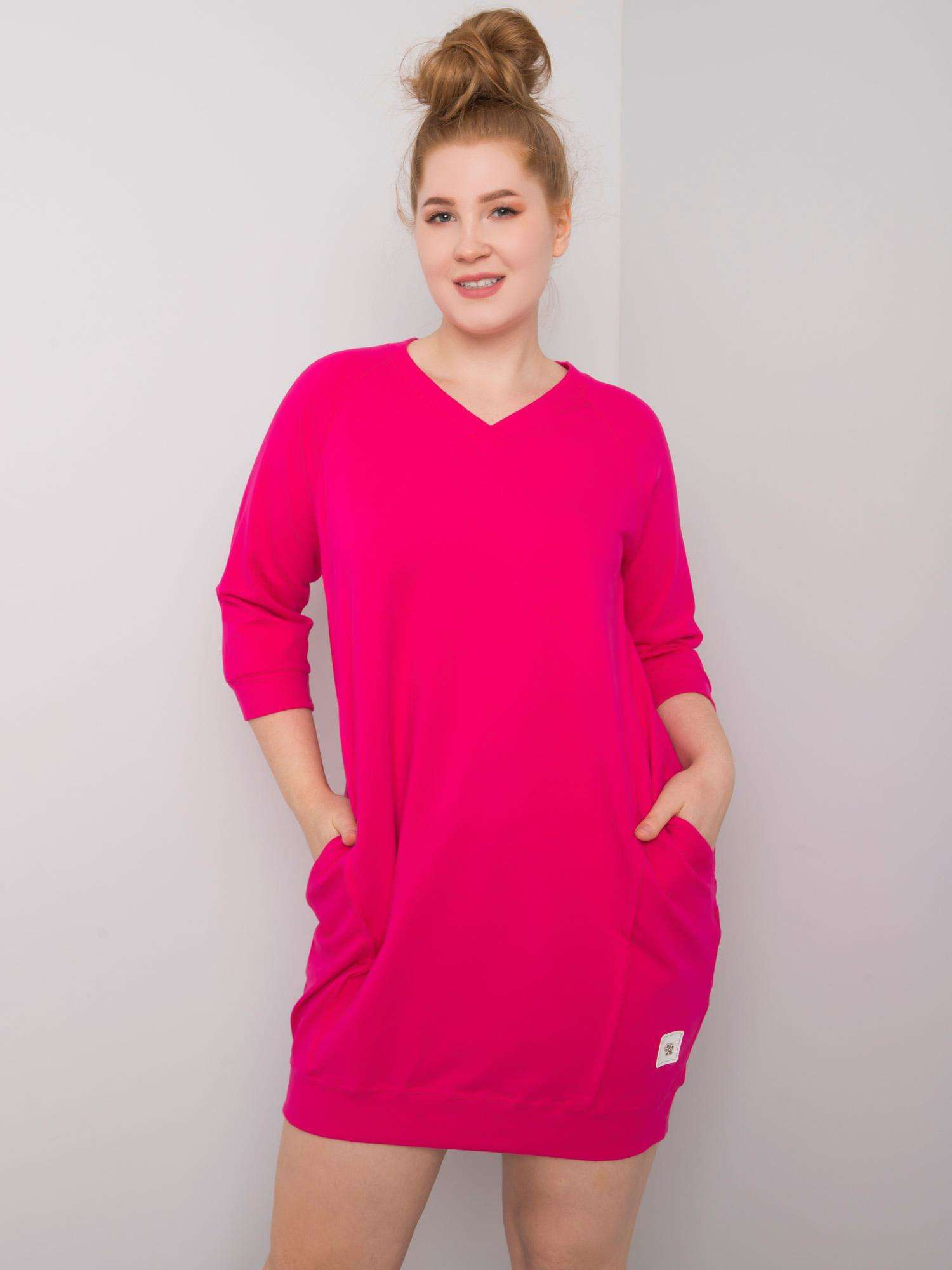 Fuchsie Baumwollkleid Plus Size Karissa.