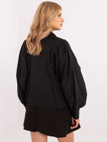 Hurt Czarna elegancka koszula damska z odpinaną broszką