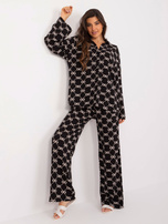 Hurt Czarny dwuczęściowy komplet letni z nadrukiem