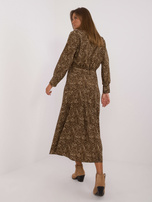 Hurt Ciemnobeżowo-czarny komplet w panterkę z krótką bluzką