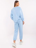 Light blue hoodie and jogger pants set.