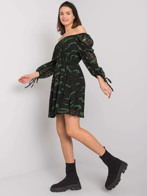 Czarno-zielona sukienka hiszpanka z printami Philippi