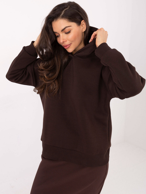 Czekoladowa dresowa bluza z napisem na kapturze