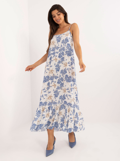 Hurt Biało-niebieska długa sukienka na ramiączkach