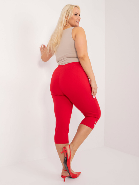 Hurtownia Czerwone dopasowane spodnie 3/4 plus size