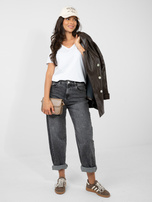 Biały damski t-shirt basic z bawełny RUE PARIS 