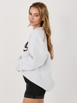 Jasnoszara melanżowa bluza oversize bez kaptura RUE PARIS  