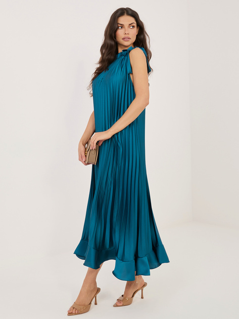 Morska plisowana sukienka z falbaną RUE PARIS