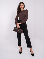 Czekoladowa bluzka z długim rękawem RUE PARIS 