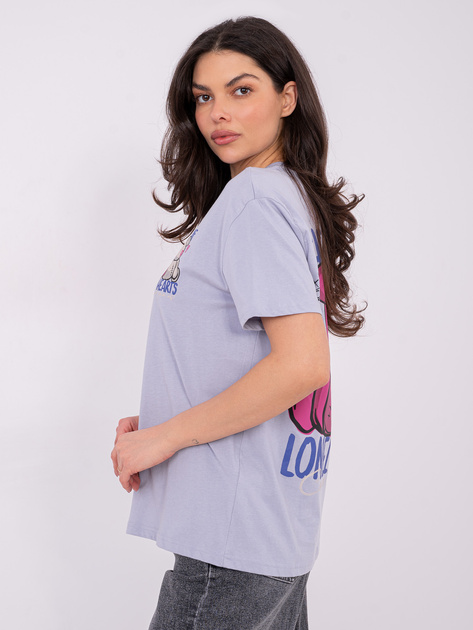 Liliowy damski t-shirt z nadrukiem teddy bear SUBLEVEL