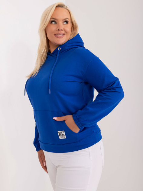 Hurt Kobaltowa bawełniana bluza plus size z kapturem