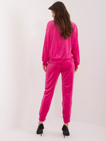 Hurt Fuksjowy damski komplet welurowy ze spodniami