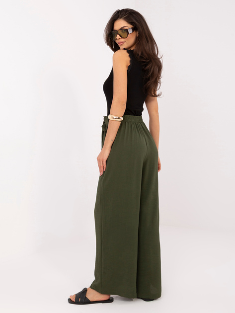 Khaki letnie spodnie z wiskozy