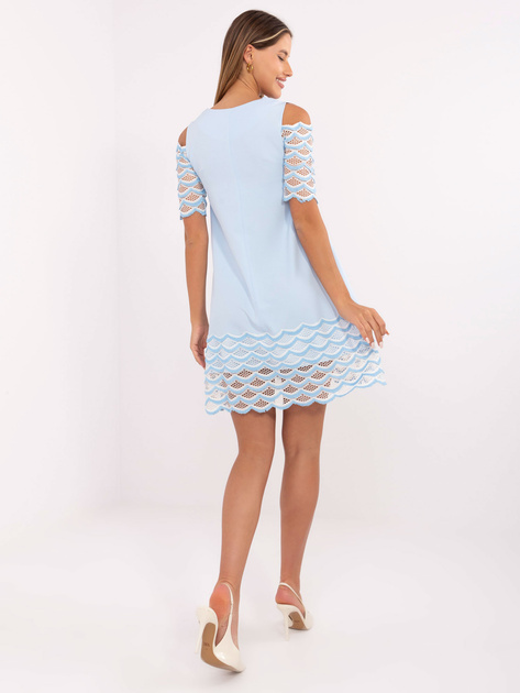 Hurt Jasnoniebieska sukienka koktajlowa z ażurowym zdobieniem