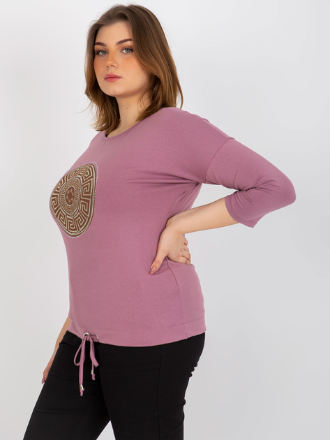 Hurtownia Brudnoróżowa bluzka plus size ze ściągaczem