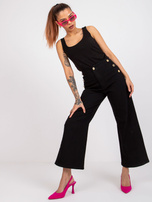 Czarne spodnie jeansowe z ozdobnymi guzikami Marianne RUE PARIS