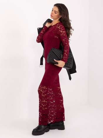 Burgundowa koronkowa sukienka bodycon RUE PARIS