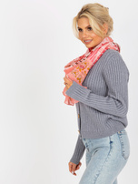 Hurt Jasnoróżowa bawełniana chusta w kolorowe wzory 