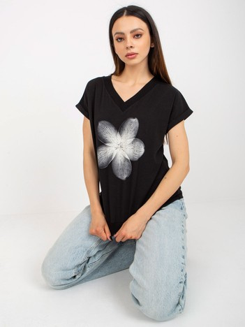 Hurt Czarna bluzka z dekoltem w serek RUE PARIS