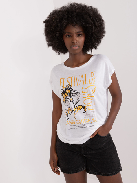 Hurt Biały damski t-shirt z nadrukiem SUBLEVEL