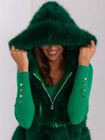 Hurtownia Ciemnozielona futrzana kamizelka z podszewką