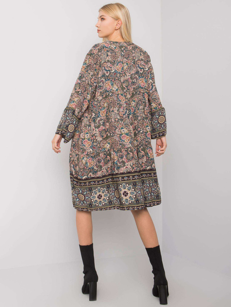 Khaki sukienka we wzory z falbaną Claremont OCH BELLA