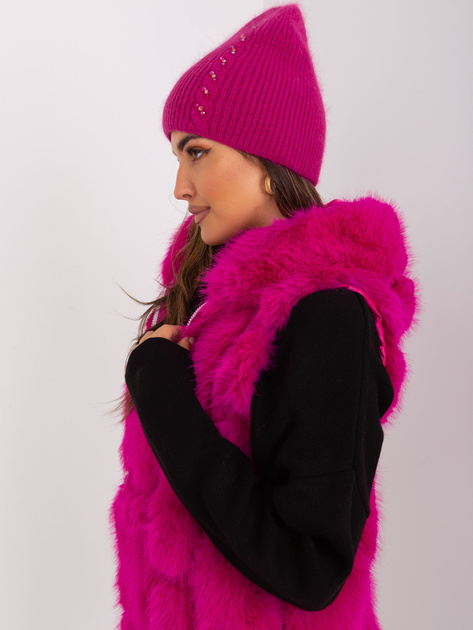 Hurtownia Fuksjowa czapka damska z angorą