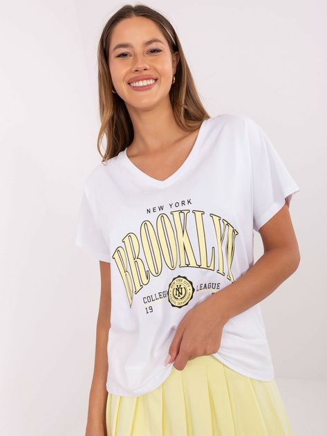 Biało-żółty komplet ze spódnicą w tenisowym stylu