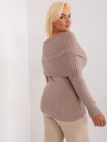 Hurt Ciemnobeżowy damski sweter plus size z wiskozą