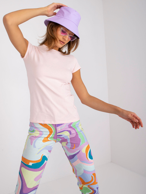 Jasnoróżowy bawełniany t-shirt basic Peachy