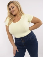 Jasnożółty t-shirt plus size z okrągłym dekoltem RUE PARIS 