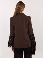 Czekoladowa marynarka z koronkowymi wstawkami