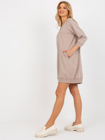Hurt Dark Beige Basic Sweatshirt Dress made of Cotton Salerno.