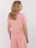 Brzoskwiniowa damska bluzka basic od kompletu 