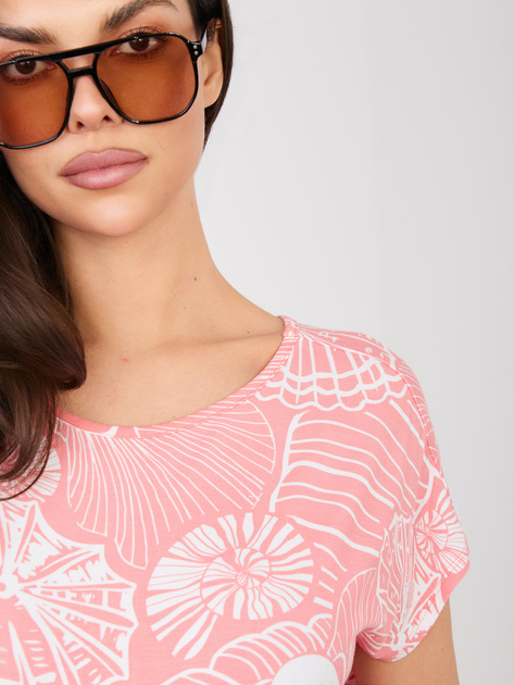 Koralowa wzorzysta bluzka z wiskozy SUBLEVEL