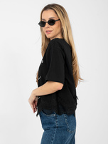 Czarna krótka bluzka z napisami