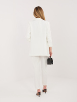 Ecru elegancki komplet z paskiem RUE PARIS