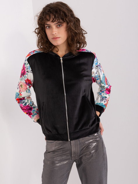 Hurtownia Czarna-ecru damska bluza na suwak RUE PARIS