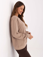 Beżowa casualowa bluzka z haftem