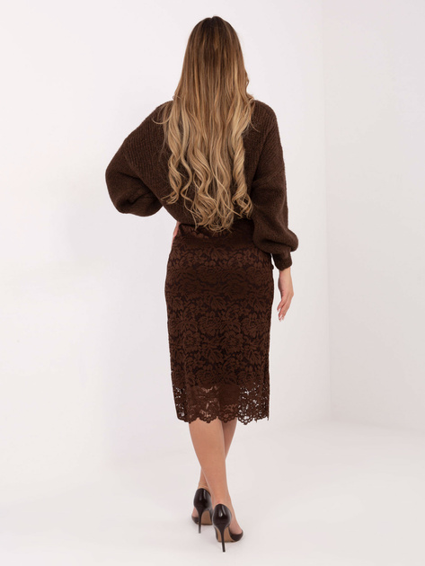 Brązowa koronkowa spódnica z podszewką