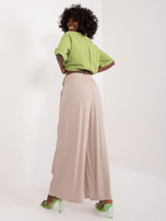 Hurt Beżowe luźne spodnie wide leg SUBLEVEL