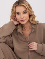 Ciemnobeżowa rozpinana bluza od kompletu