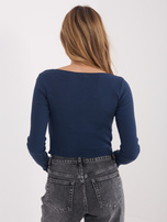 Granatowa bluzka basic z okrągłym dekoltem